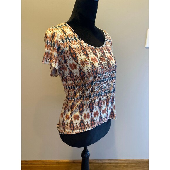 Cato Blouse Sz Large Top Distressed & Cropped w/ Silver Studs on Front Western - Picture 4 of 11